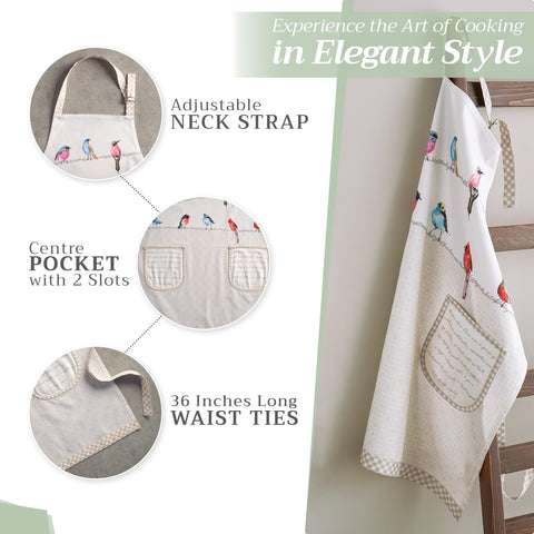 Maison d' Hermine apron size comparison on model showing generous coverage benefit
