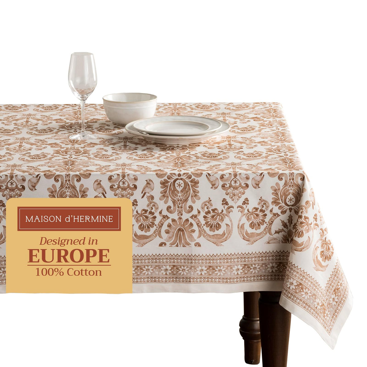 Maison d' Hermine full table view shows elegant watercolor design and festive ambiance