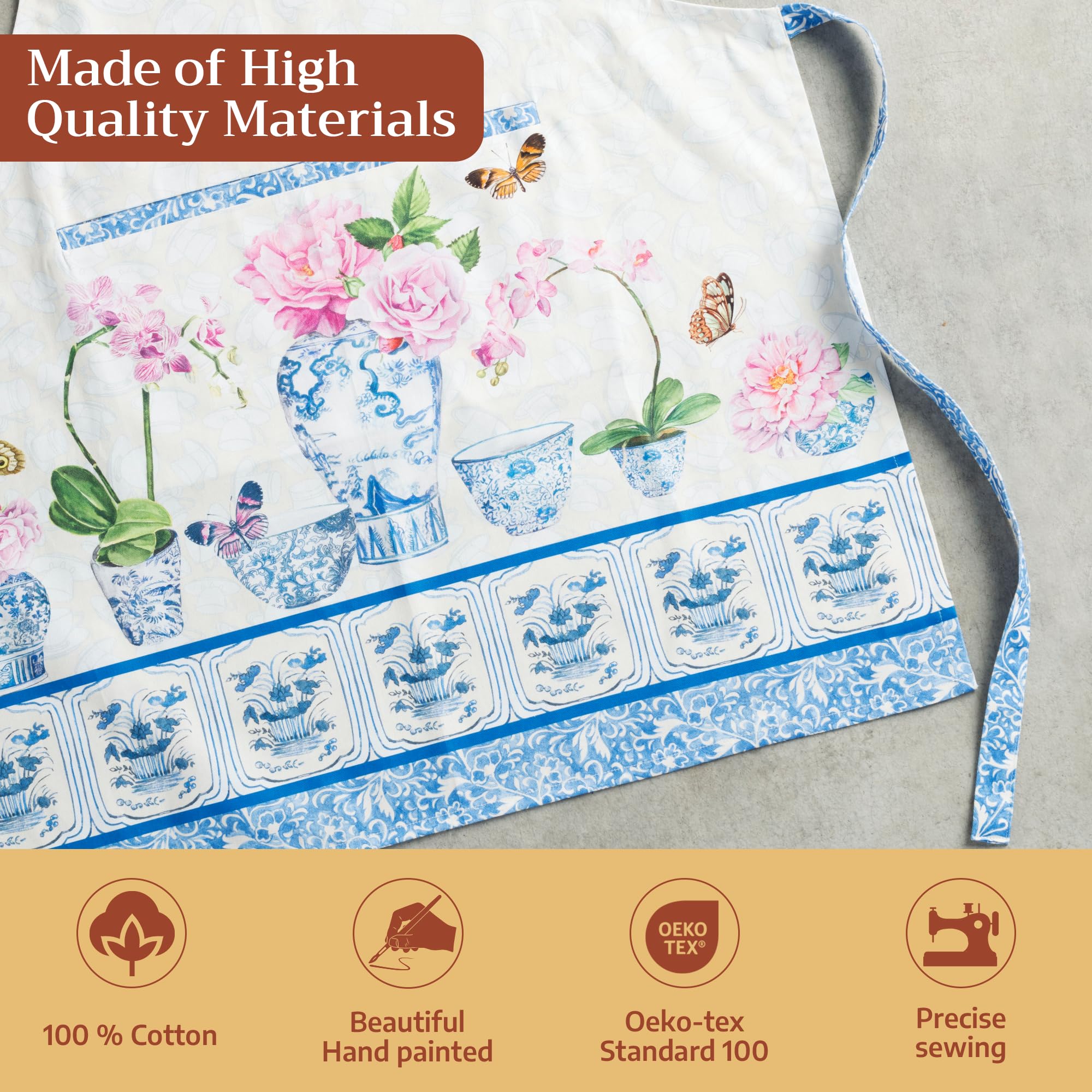 Maison d' Hermine cotton fabric close-up showing watercolor motif and breathability