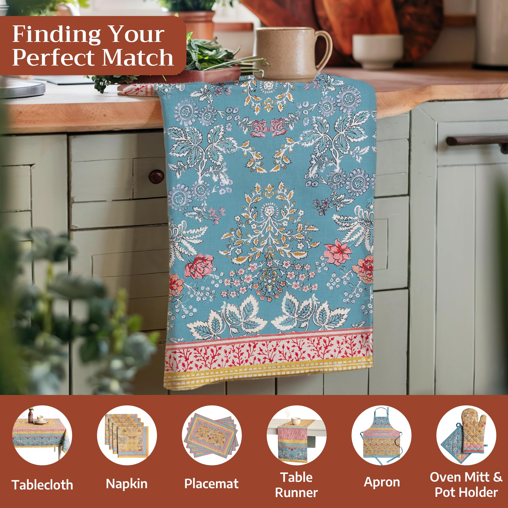 Maison d' Hermine folded towel on open shelf adding decorative kitchen charm