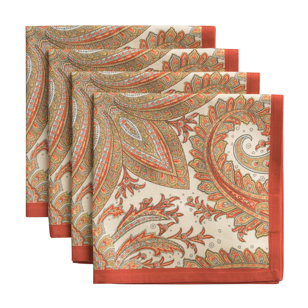 Maison d' Hermine front view of four napkins showing artwork and packaging — elegant presentation