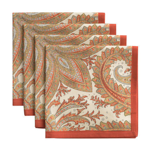 Maison d' Hermine front view of four napkins showing artwork and packaging — elegant presentation