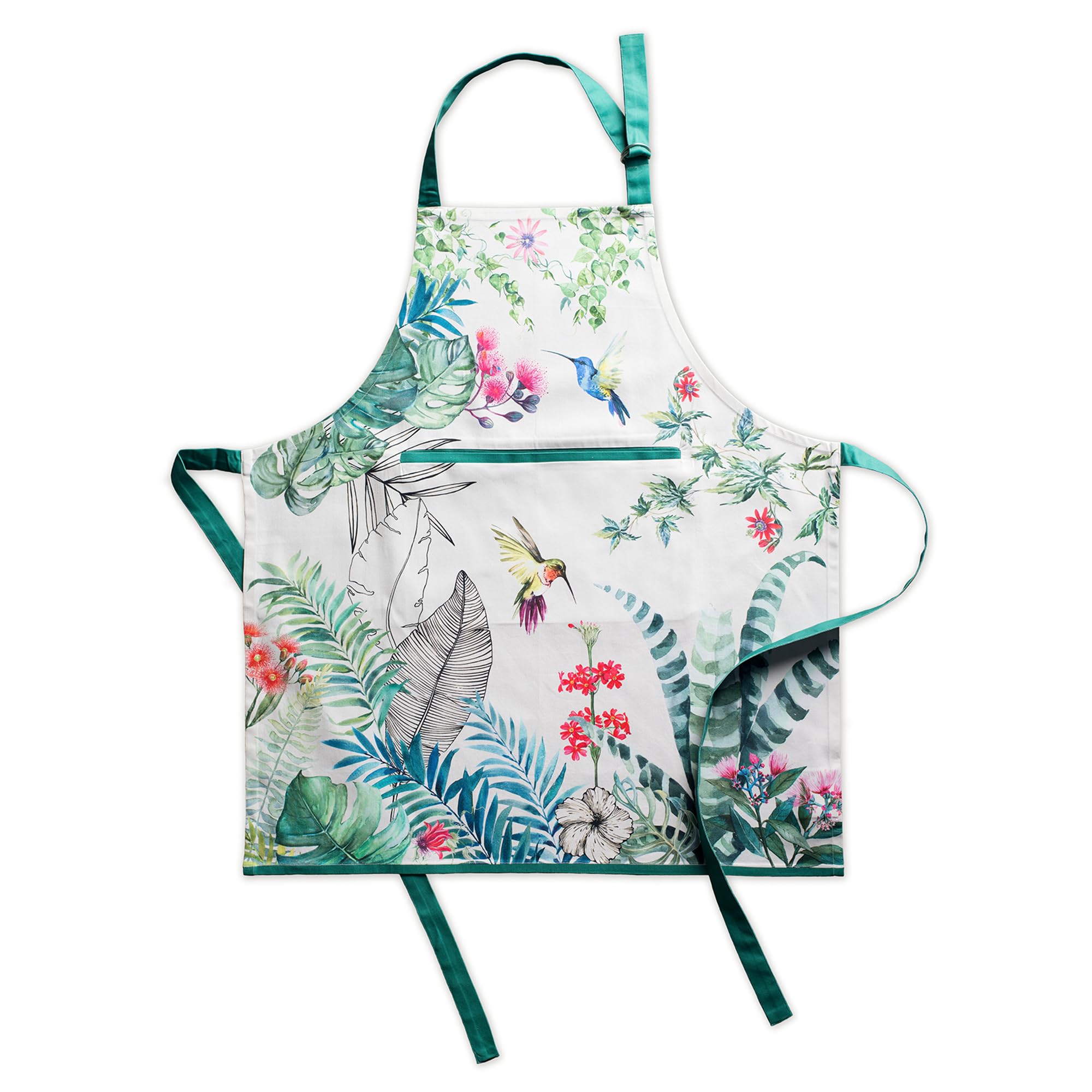Maison d' Hermine front view apron showing full coverage and elegant watercolor design
