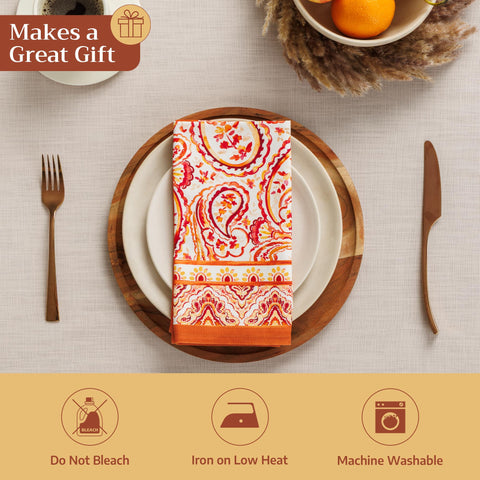 Maison d'Hermine napkin in use at a dinner party showing practicality benefit: reusable for events