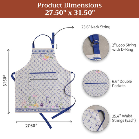 Maison d' Hermine apron next to a ruler showing generous size coverage