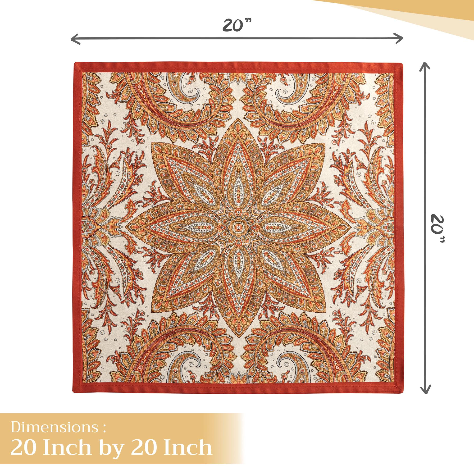 Maison d' Hermine napkin next to ruler showing 20 by 20 inch size for scale