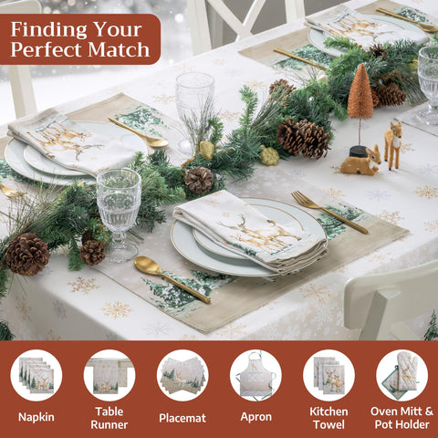 Maison d' Hermine tablecloth set on dining table with place settings, creates inviting scene