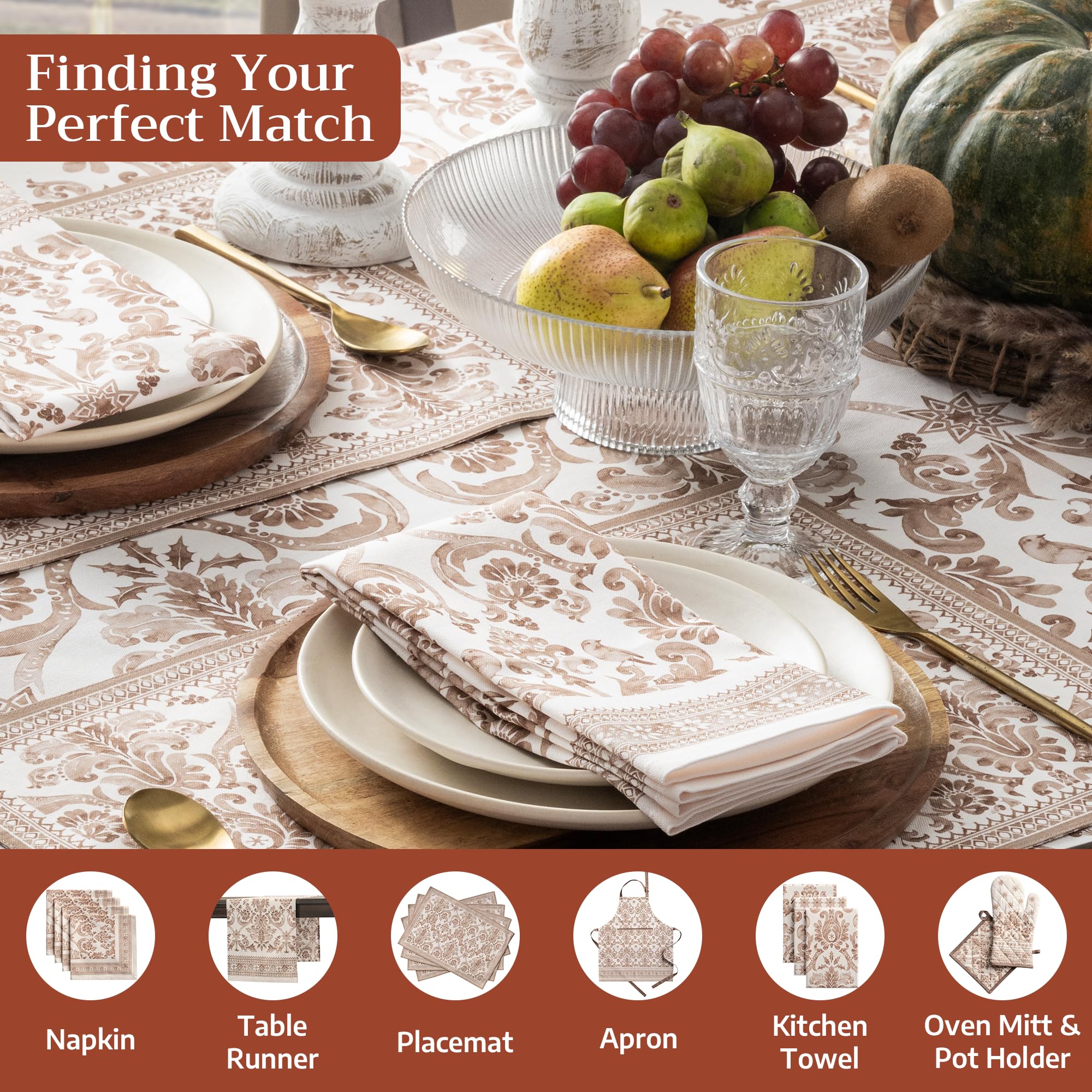 Maison d' Hermine tablecloth in use with place settings showing festive dining benefit