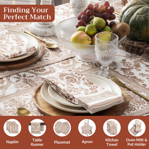 Maison d' Hermine tablecloth in use with place settings showing festive dining benefit