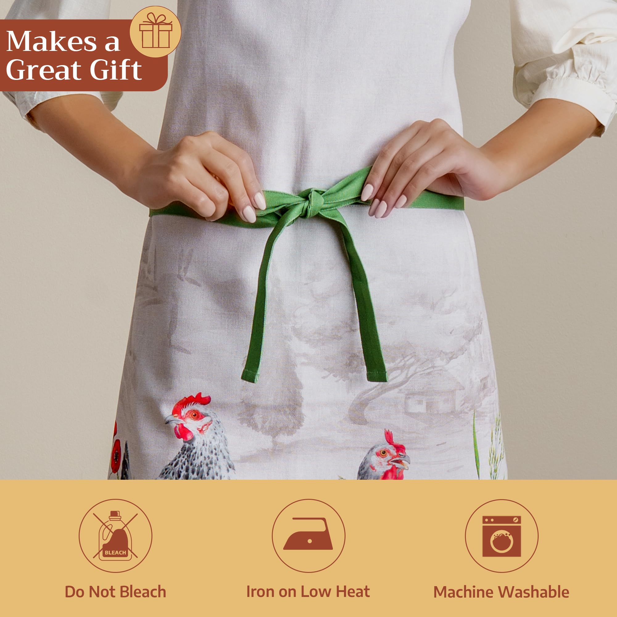 Maison d' Hermine long waist ties tied securely to keep apron in place