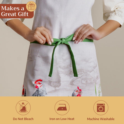 Maison d' Hermine long waist ties tied securely to keep apron in place