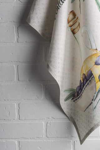 Maison d' Hermine towels staged in a kitchen with holiday decor showing festive styling