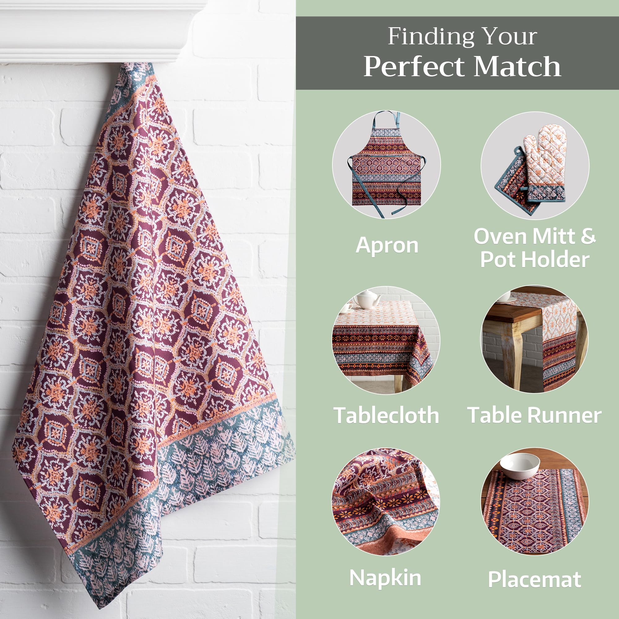 Maison d' Hermine towel beside dinner plate to illustrate generous 27.5 by 20 inch scale
