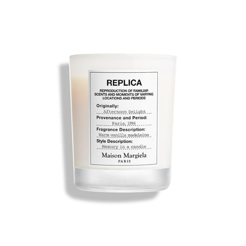 Maison Margiela candle front view showing minimalist glass and warm scent