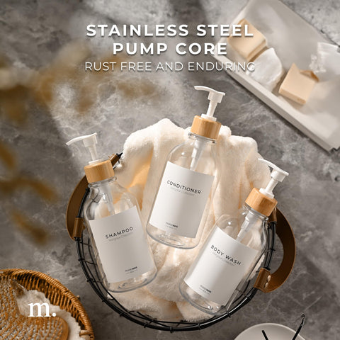 MaisoNovo bottles in shower setting showing tidy storage and easy access
