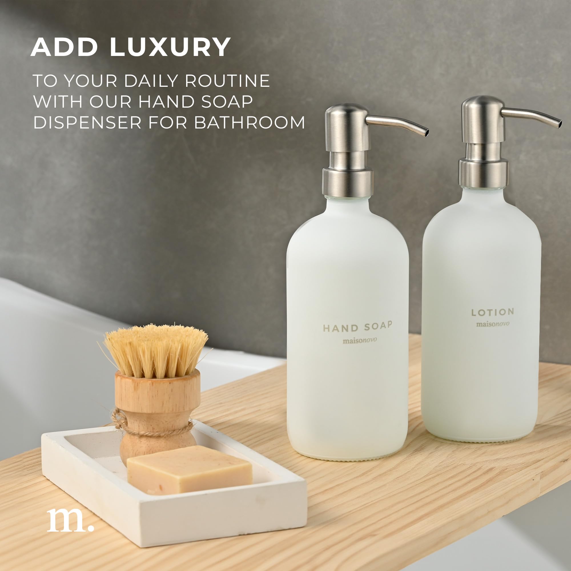 MaisoNovo placed in bathroom setting to add minimalist, organized look