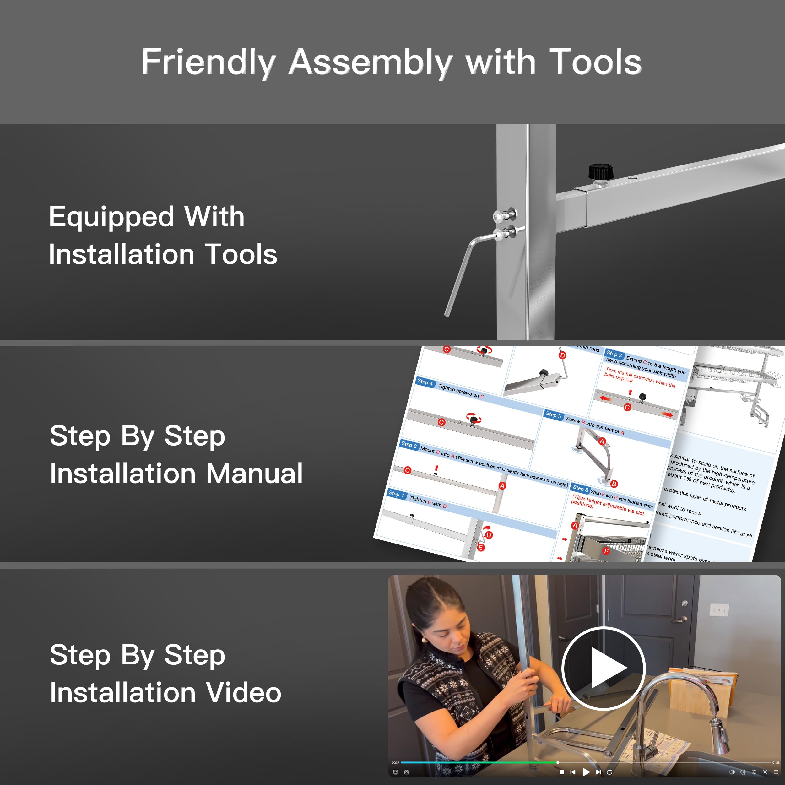MAJALiS included hex key and visual guide for easy DIY assembly