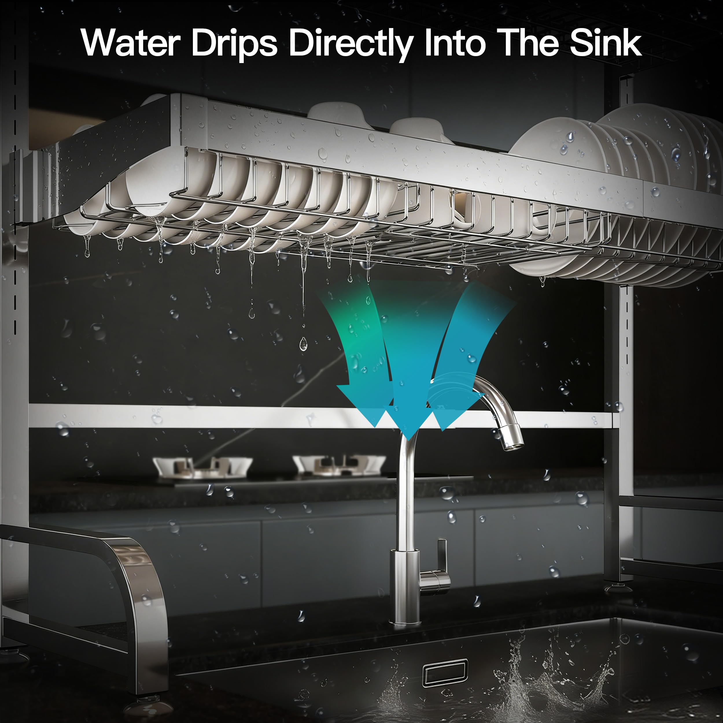 MAJALiS grid detail channeling water to sink for a dry countertop
