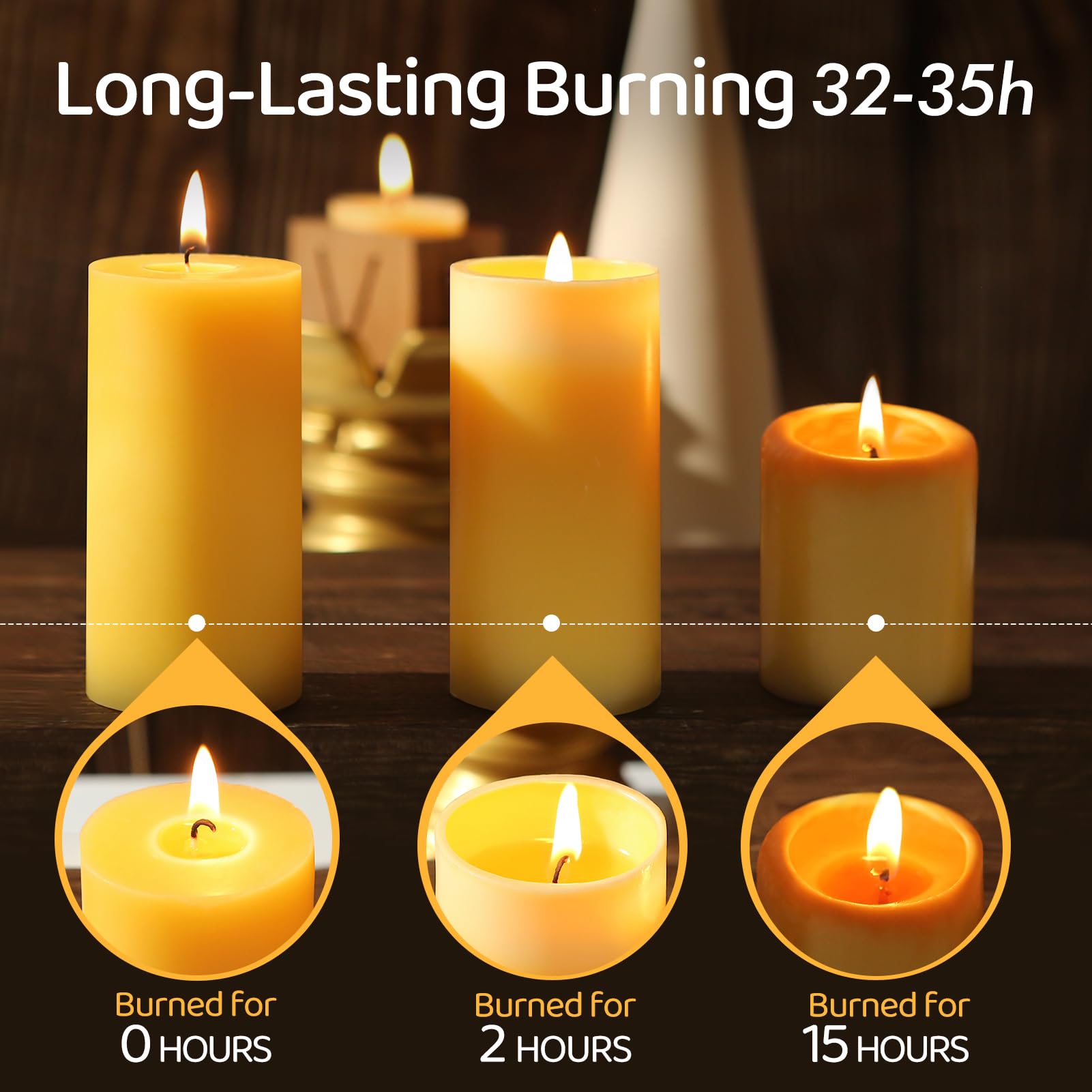 MAKALONE candle burning in dark room casting warm light benefit: long-lasting ambiance
