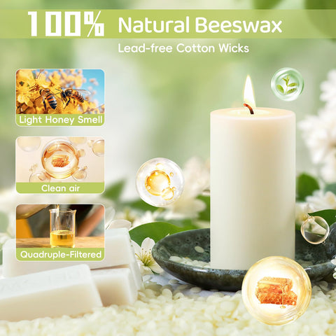 MAKALONE close-up of a single beeswax candle showing smooth texture and long burn