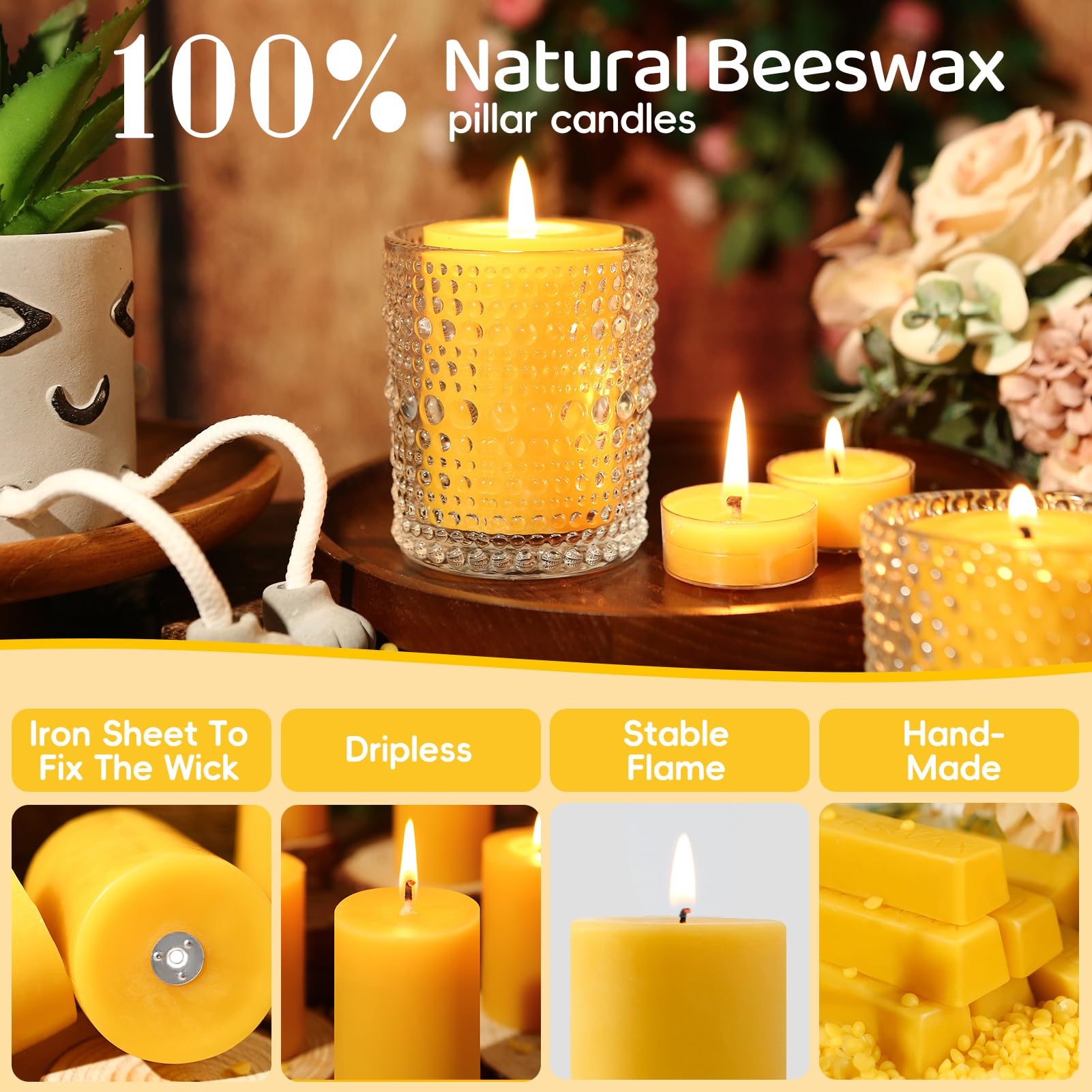 MAKALONE candle beside a ruler and hand showing 2x3 inch size clarity