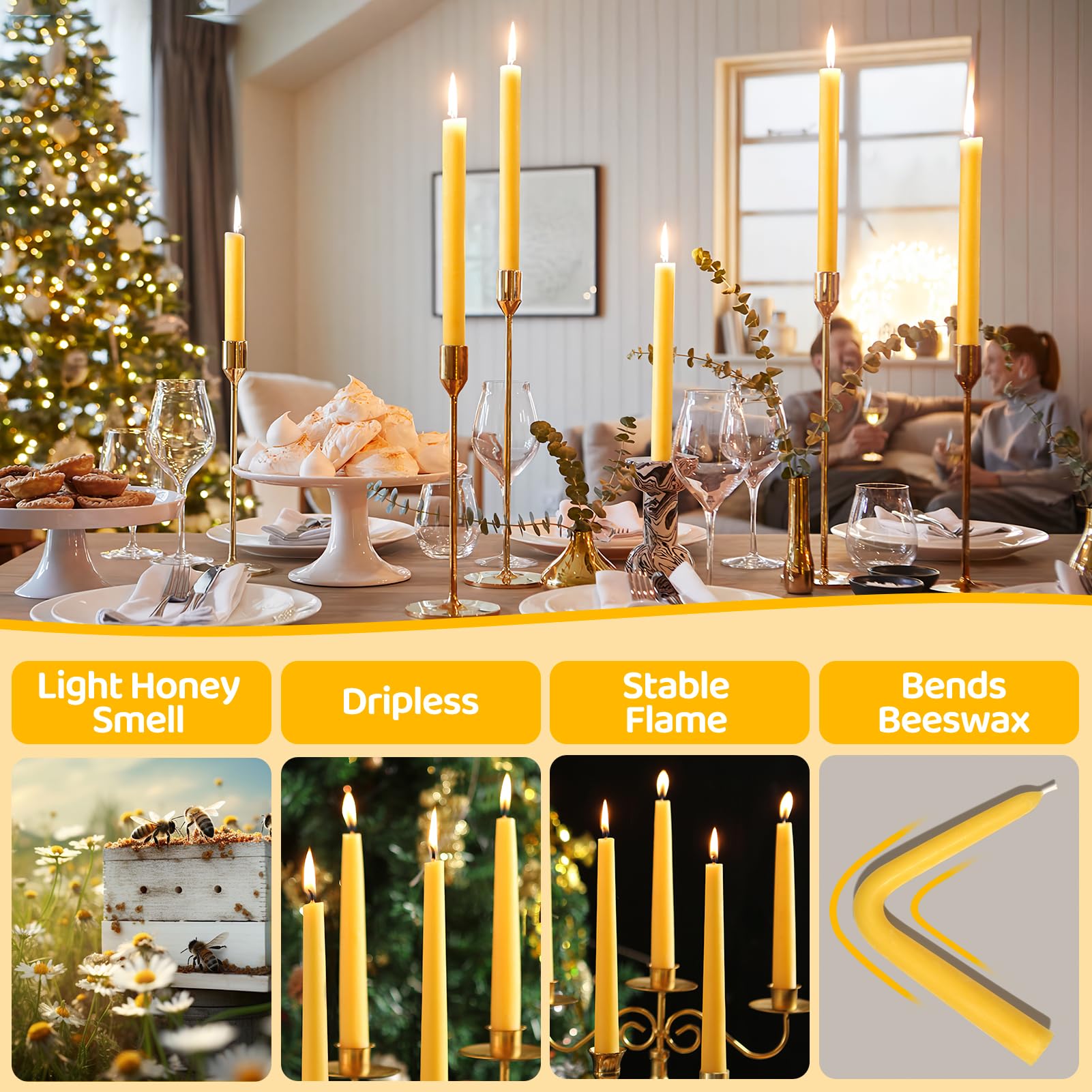 MAKALONE tapers arranged on dining table creating warm atmosphere and decor benefit