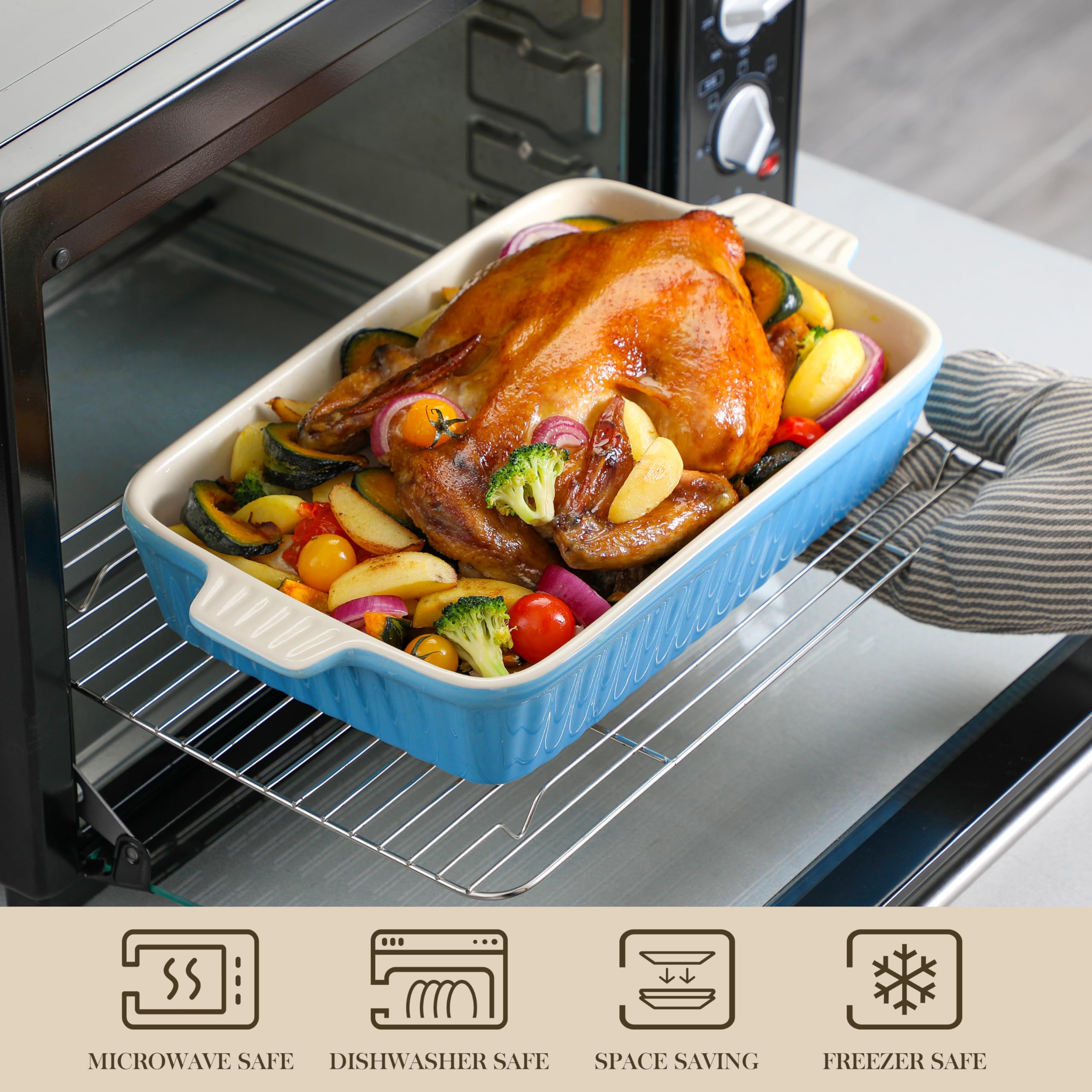 MALACASA casserole baking in oven showing even heat performance
