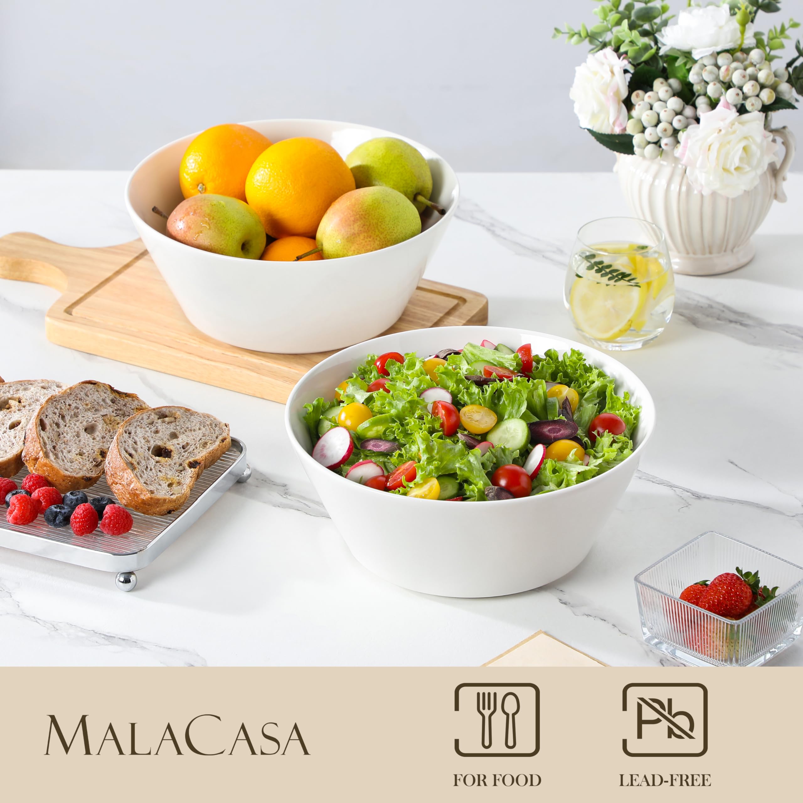 MALACASA bowl in use with tossed salad demonstrating generous serving capacity