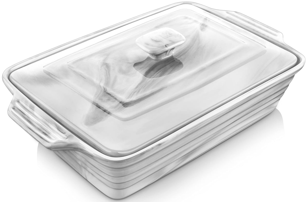 MALACASA front view of gray casserole showing elegant table-ready design