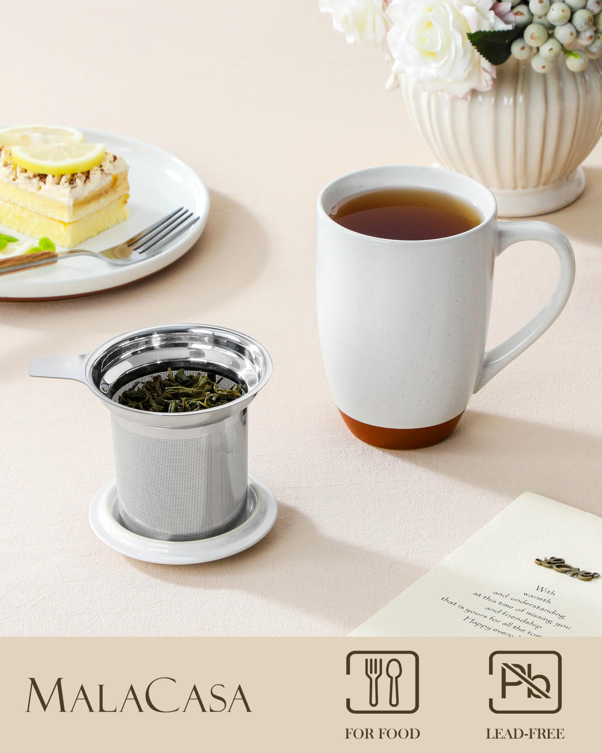 MALACASA ceramic lid used as coaster keeping counters tidy and retaining heat