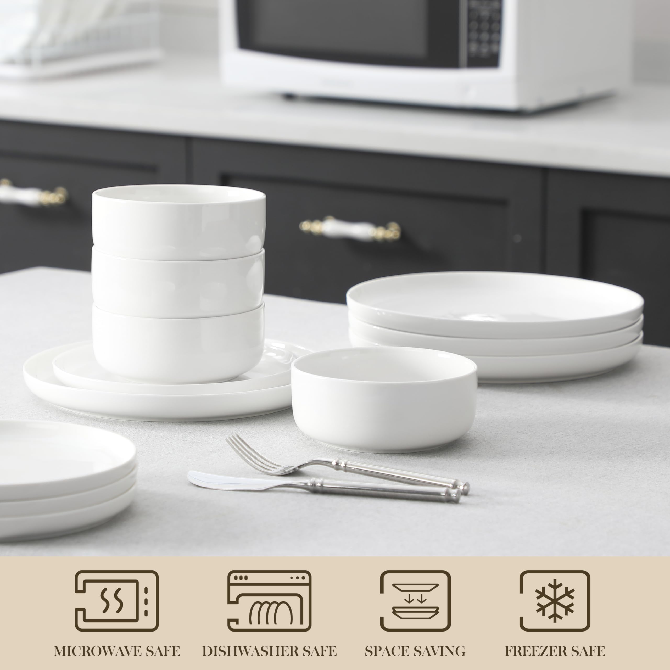 MALACASA cereal bowl filled, shows 26 oz capacity and practical serving benefit