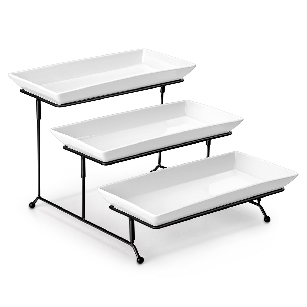 MALACASA front view three tier tray showcasing elegant presentation benefit