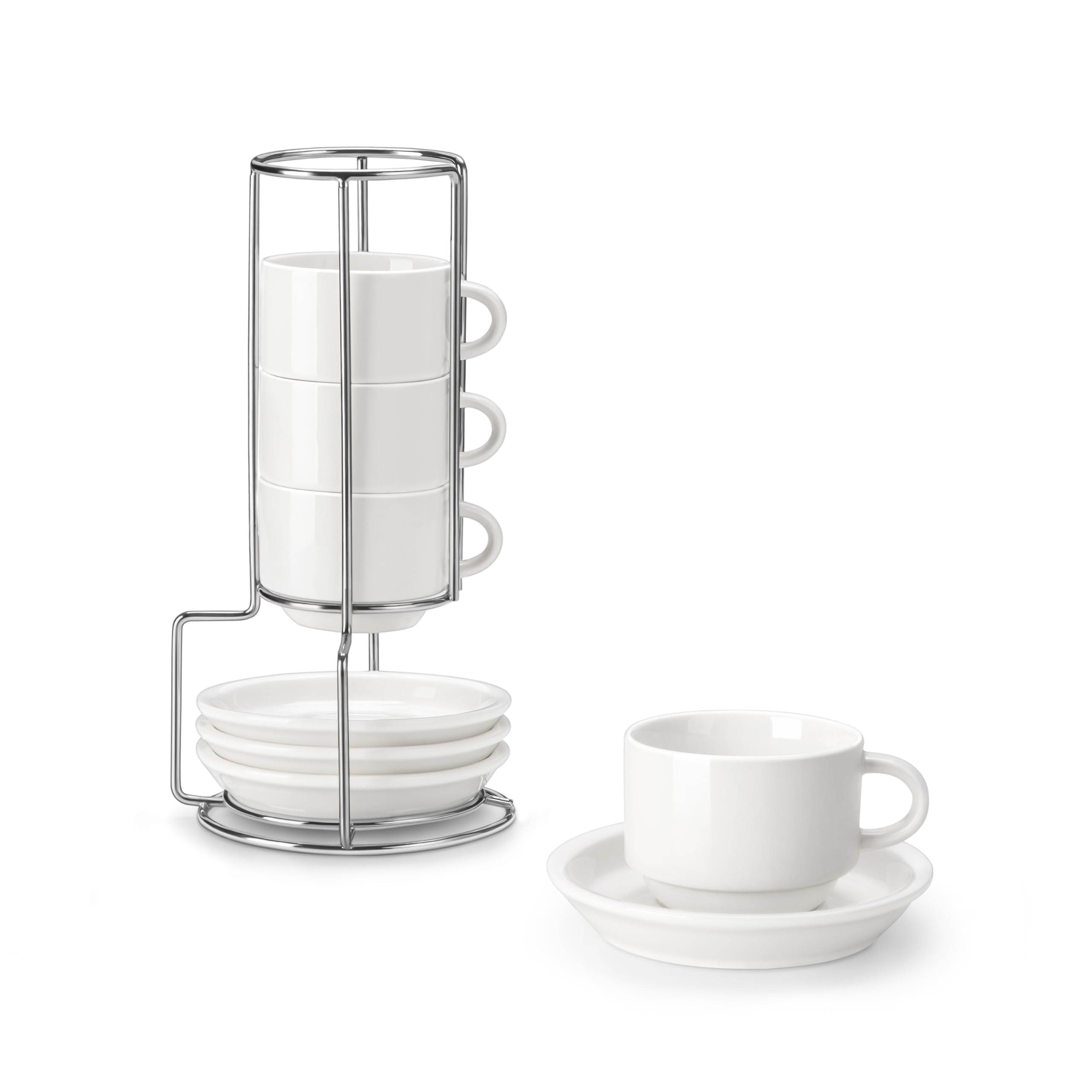 MALACASA front view set with stand showing tidy storage benefit