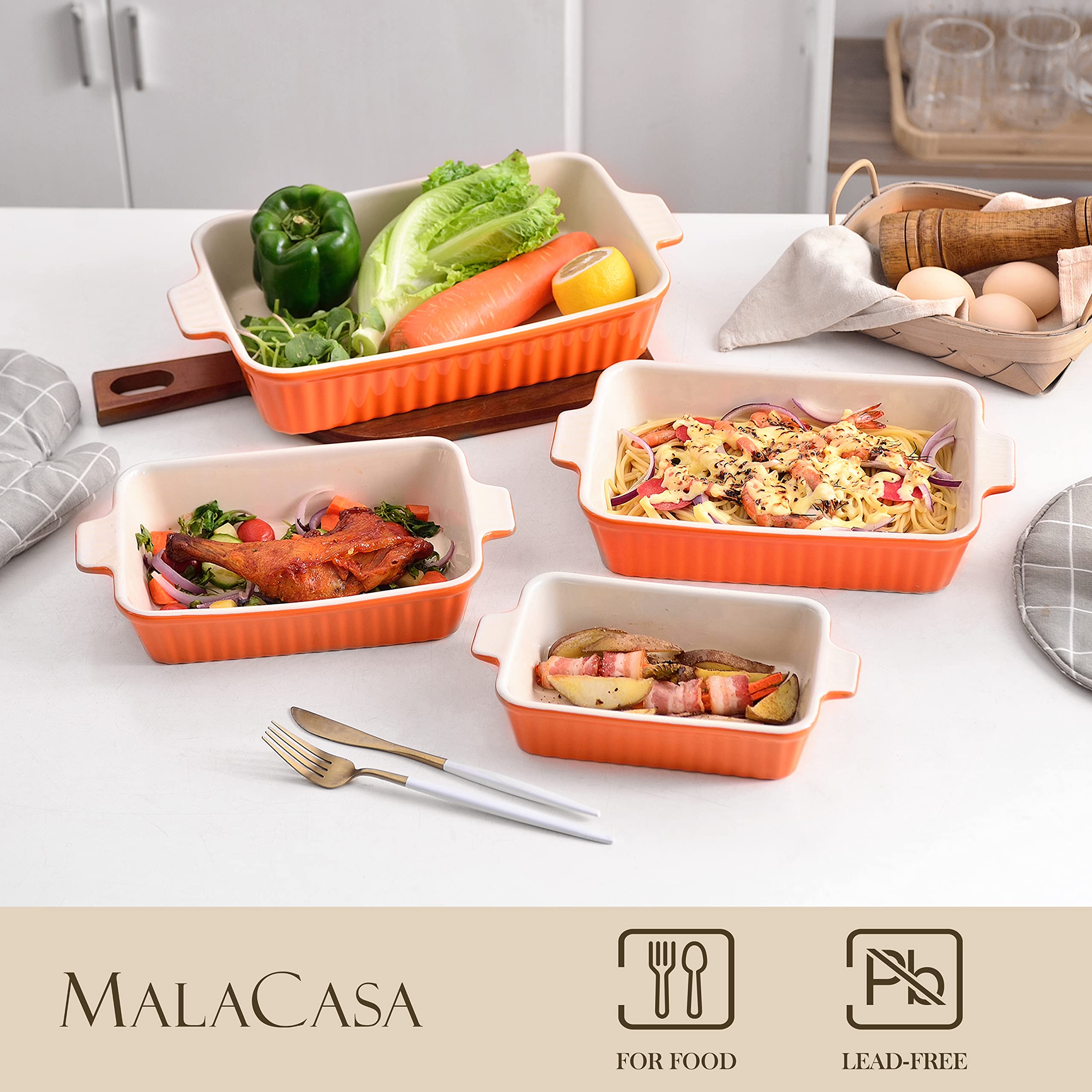 MALACASA largest casserole dish in oven demonstrating oven-safe baking