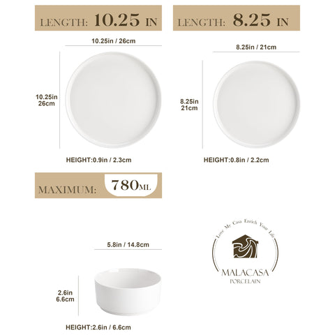 MALACASA dinner plate close-up showing smooth surface and chip-resistant finish