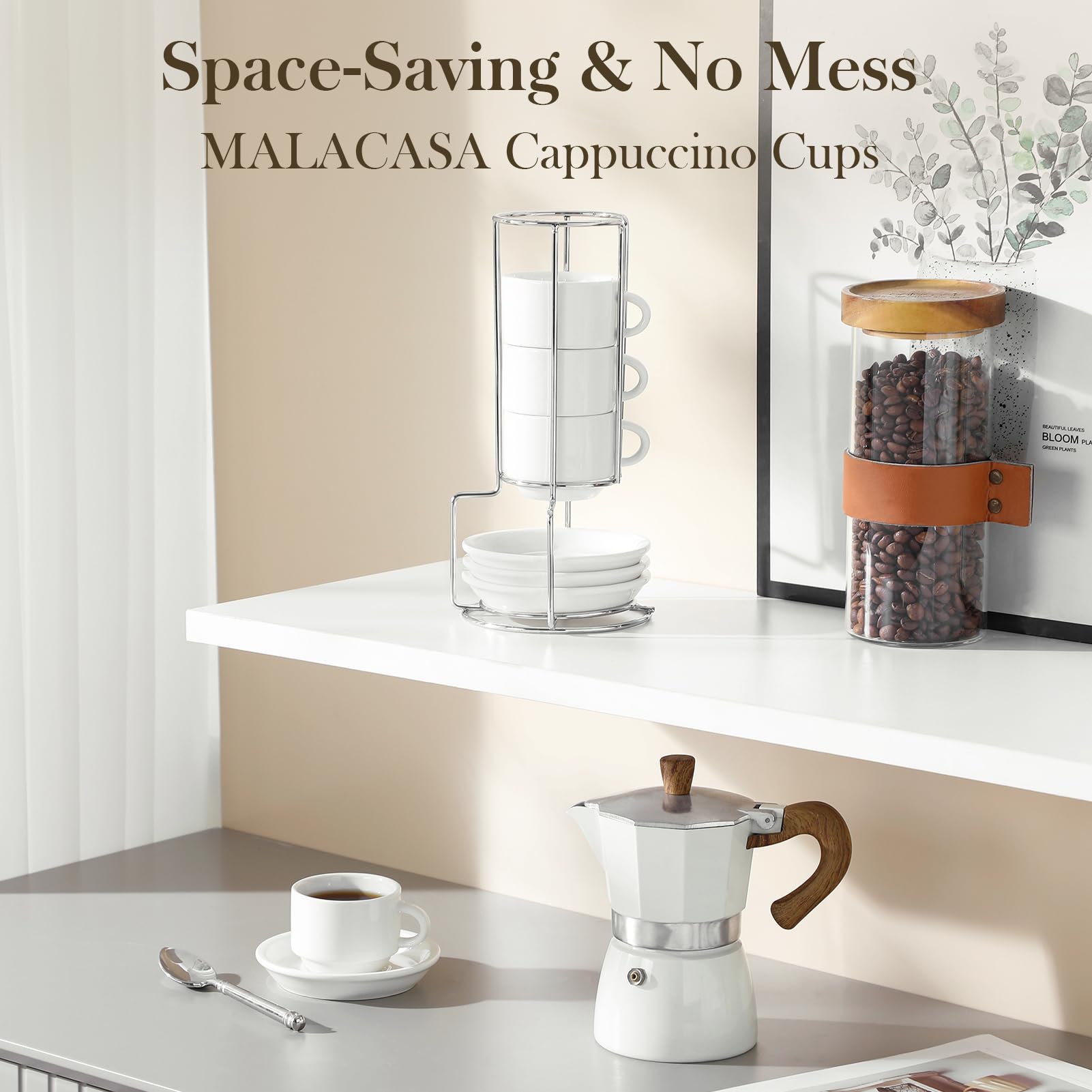 MALACASA set styled on kitchen counter enhancing modern décor