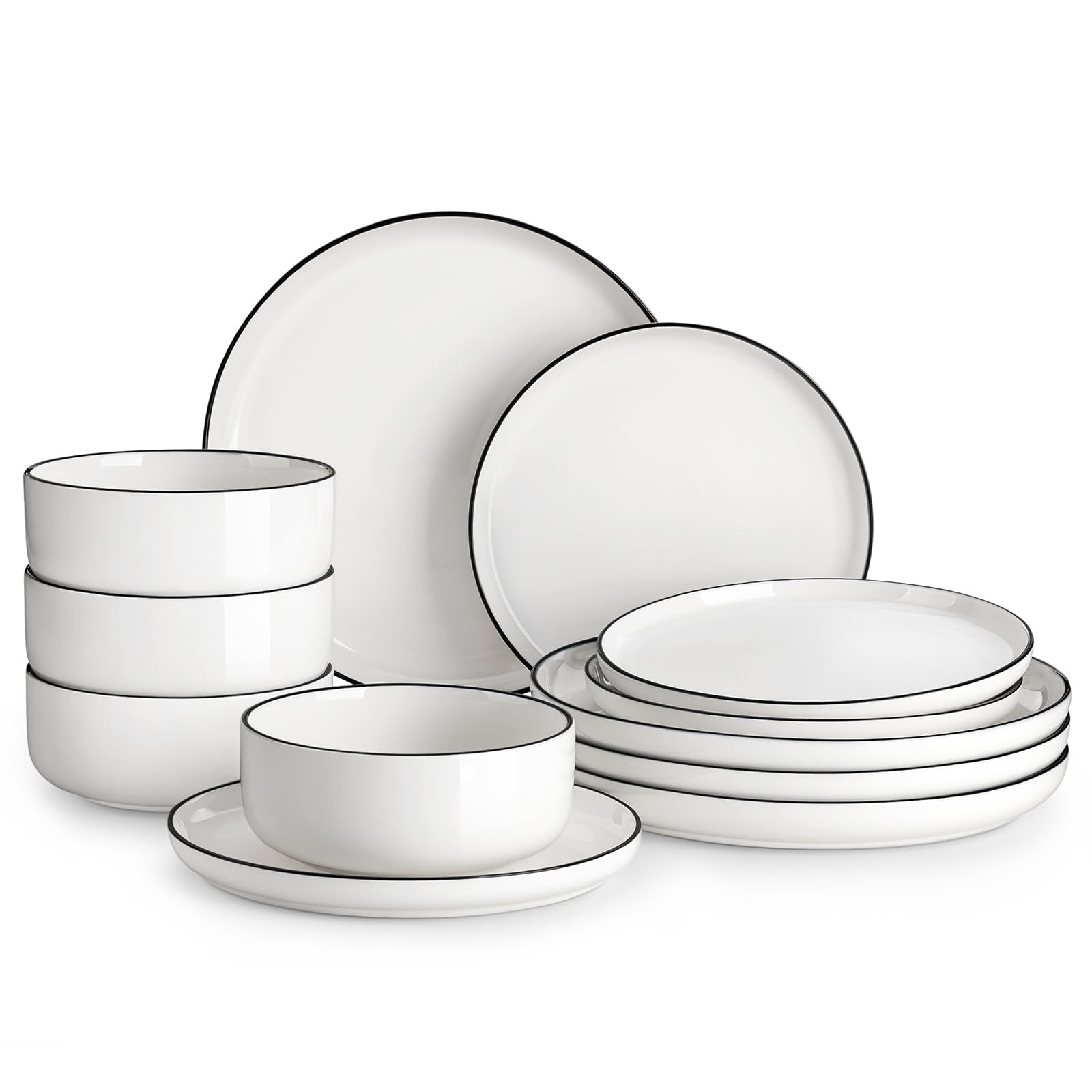 MALACASA front view of full 12-piece set showing clean modern look and easy styling