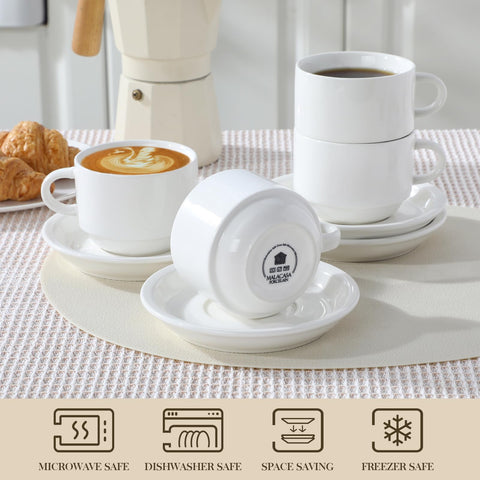 MALACASA silver metal stand holding stacked cups to save space and create tidy countertop display