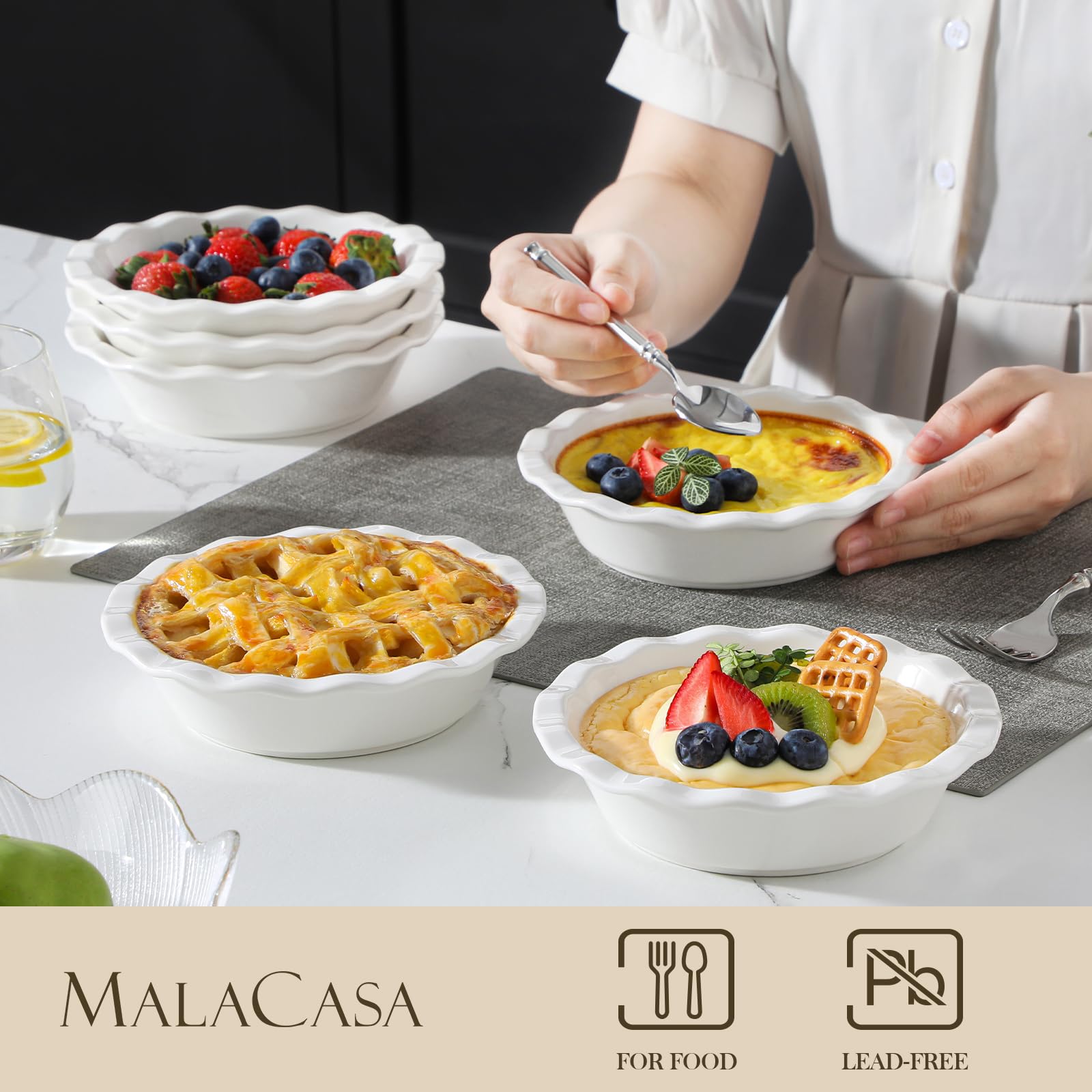 MALACASA plated mini quiche on table, ready-to-serve presentation