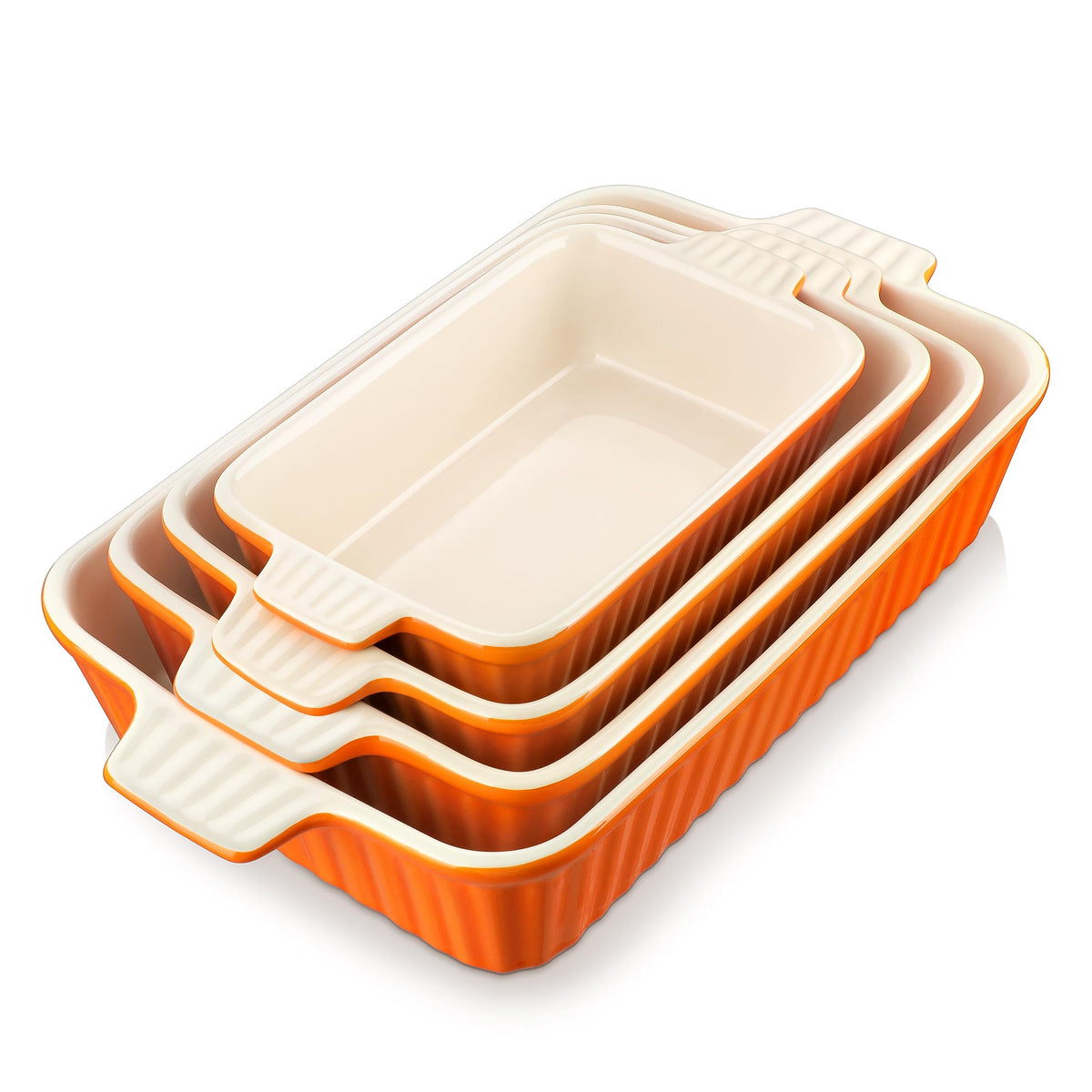MALACASA orange set front view showing all four sizes and stylish finish