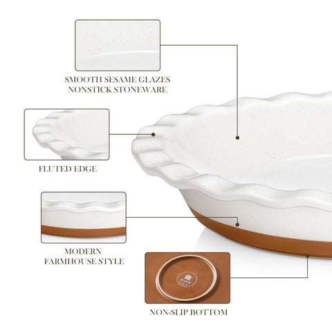 MALACASA pie pan with baked apple pie showing clean release and attractive presentation