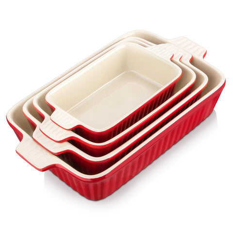 MALACASA red casserole front view showing glossy finish and handles for attractive serving