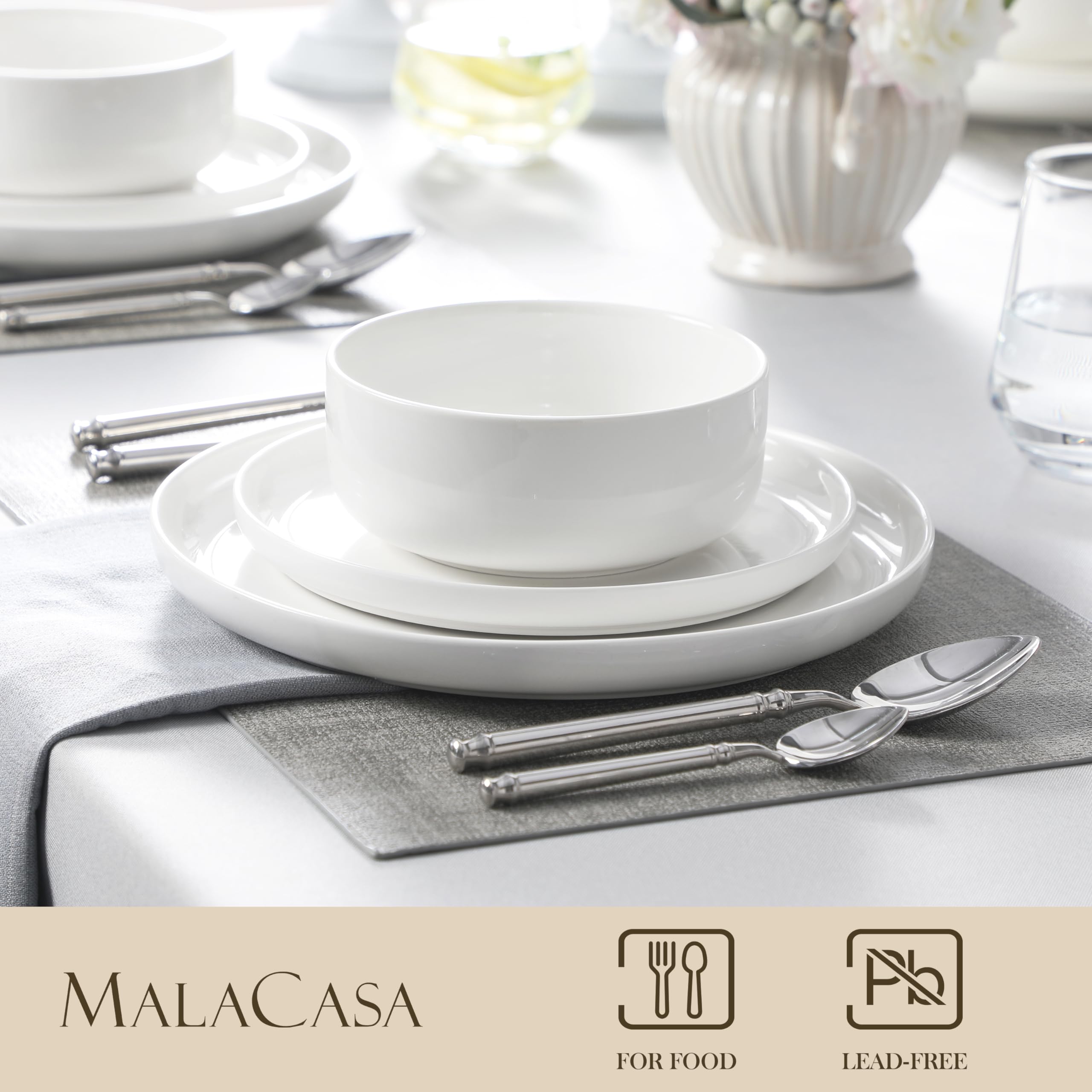 MALACASA stacked salad plates illustrating space-saving design for tidy cupboards