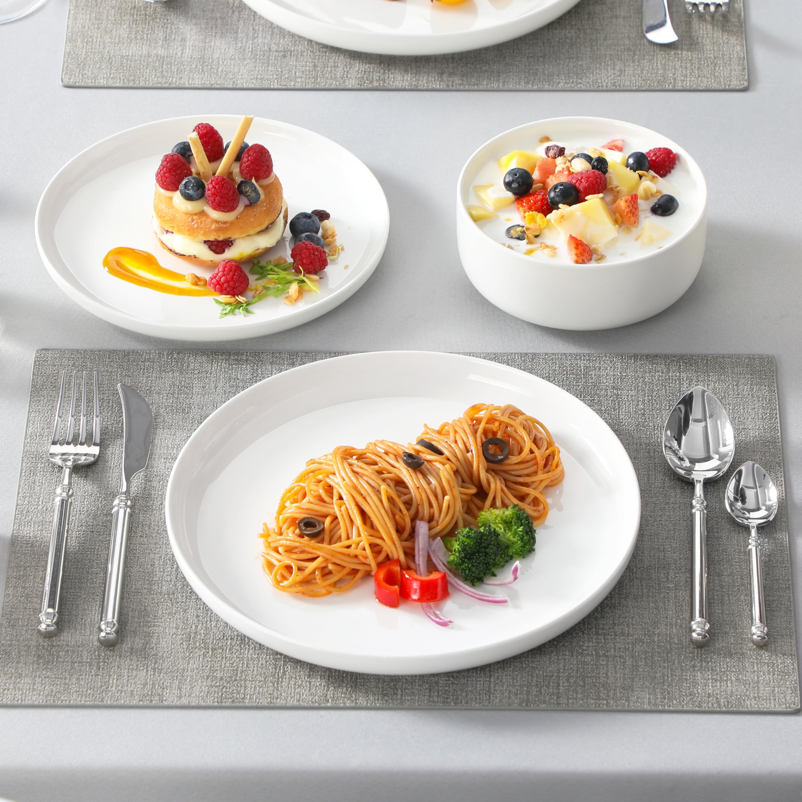 MALACASA plate beside fork for scale, provides size reference and portion clarity