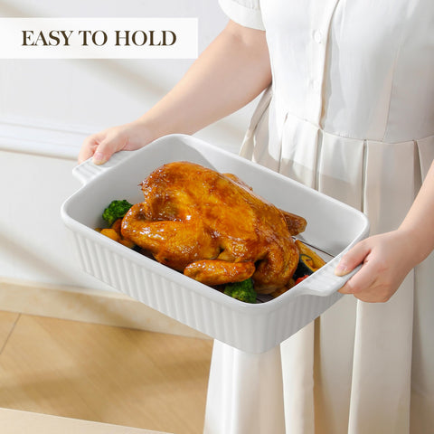 MALACASA dish next to utensils to show scale and family-size portion capacity