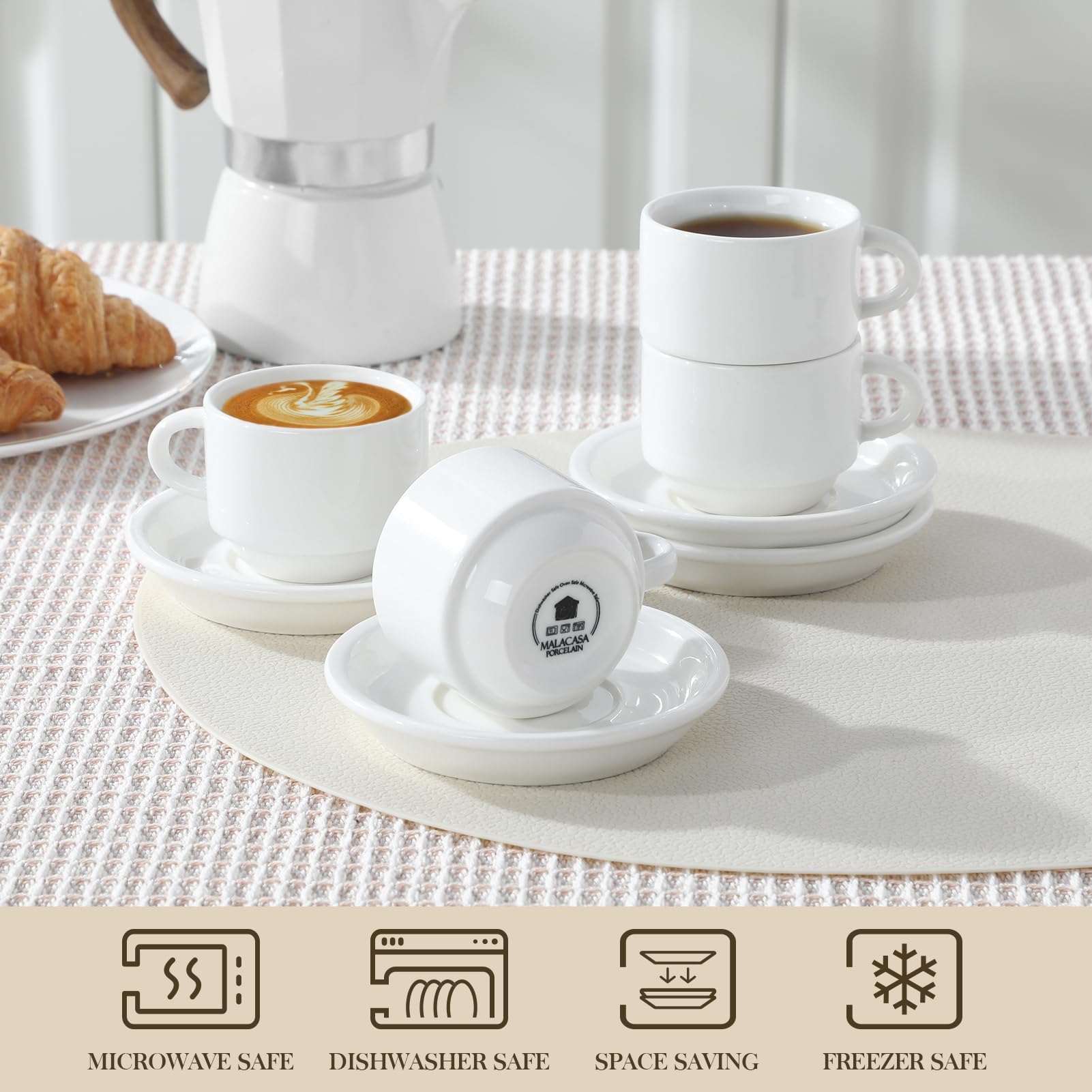 MALACASA stackable arrangement on metal stand saving counter space