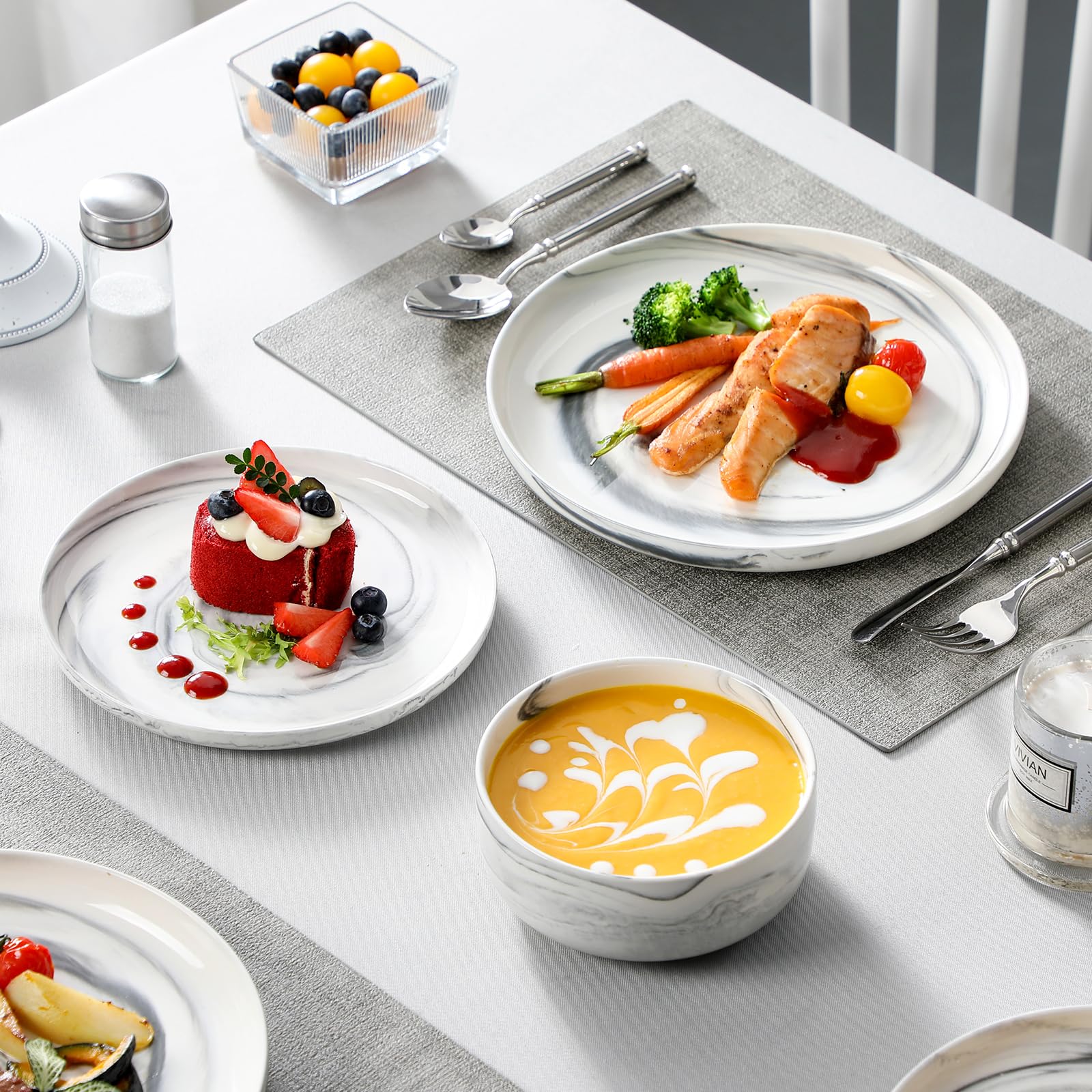 MALACASA stacked plates and bowls demonstrating space-saving, organized kitchen storage