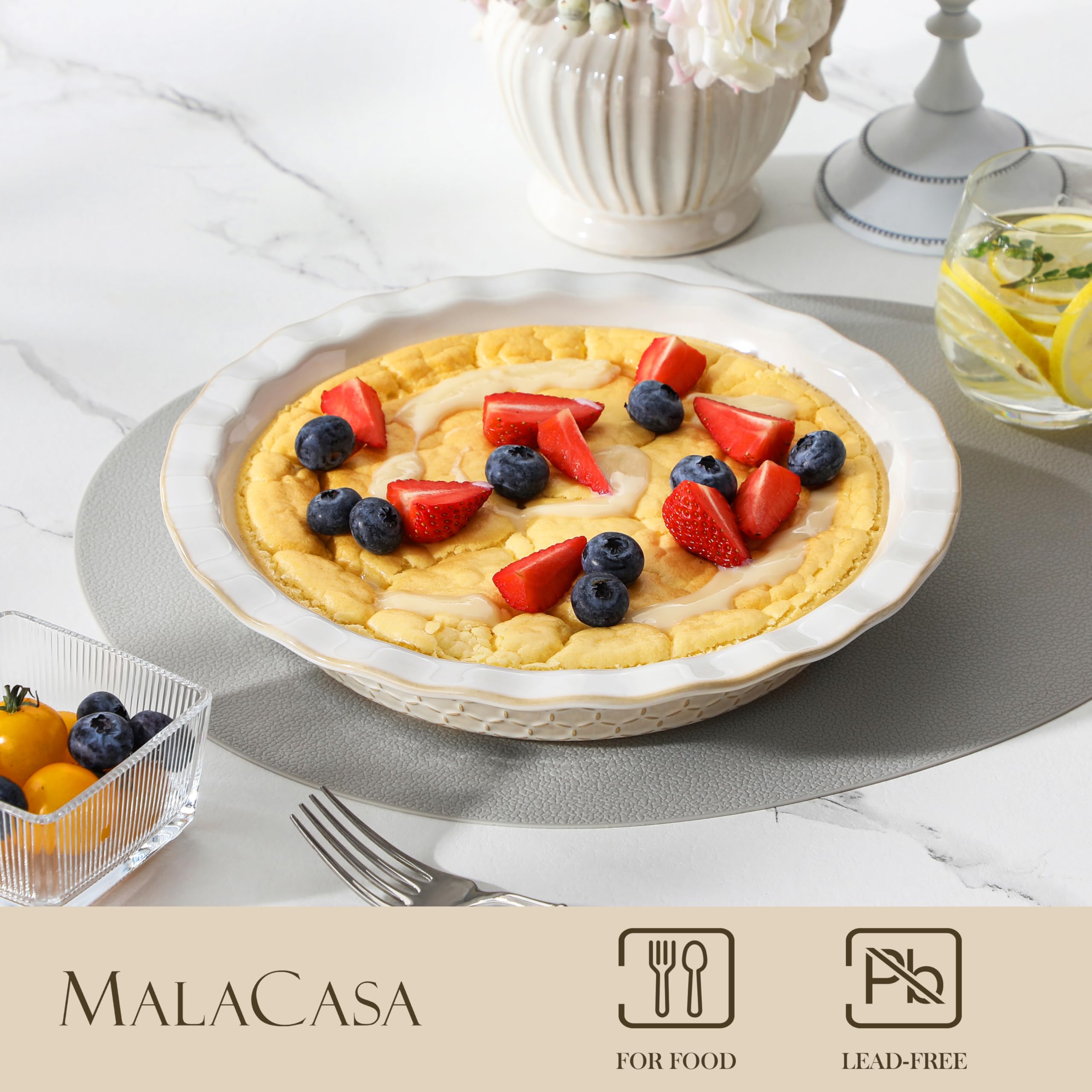 MALACASA stoneware texture close-up showing durable, even-heating surface