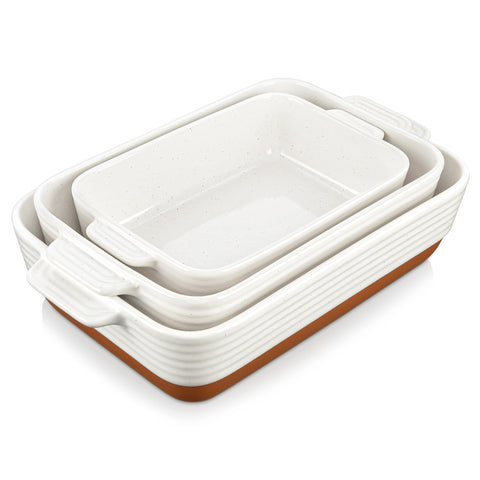 MALACASA front view of three TARA dishes showing versatile sizes and stylish finish