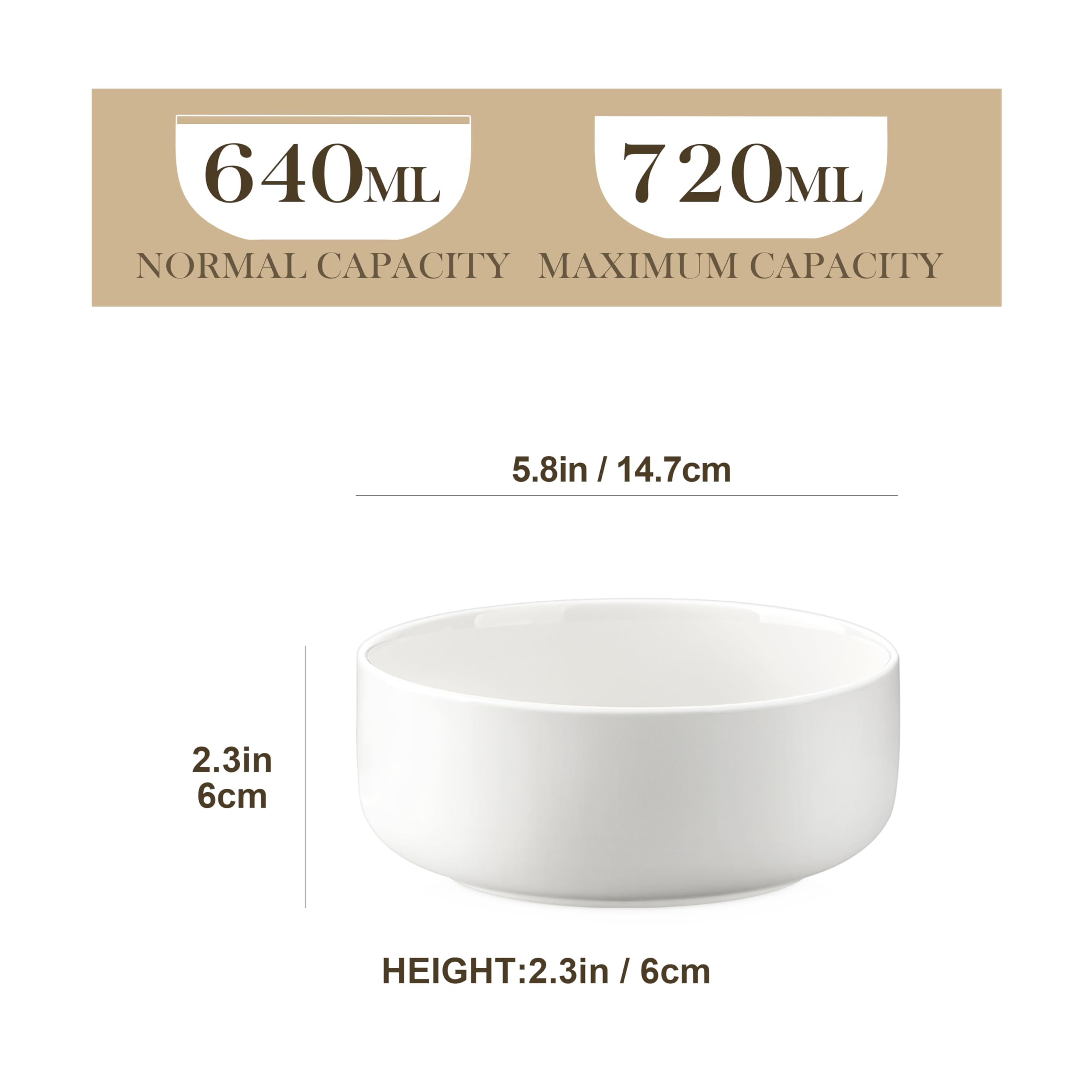 MALACASA top view illustrating 24 oz capacity and wide rim for easy scooping